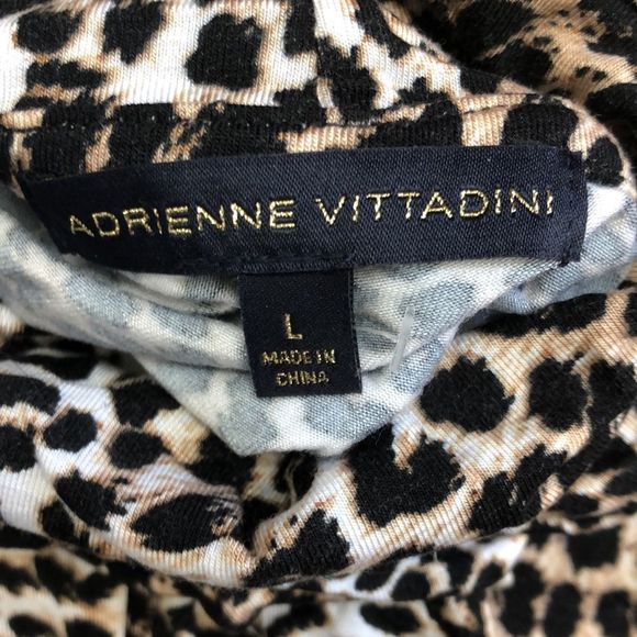 🔴2 for $25 adrienne Vittadini Relaxed Fit Turtleneck 2-Pack Black Cheetah Large - Picture 2 of 4
